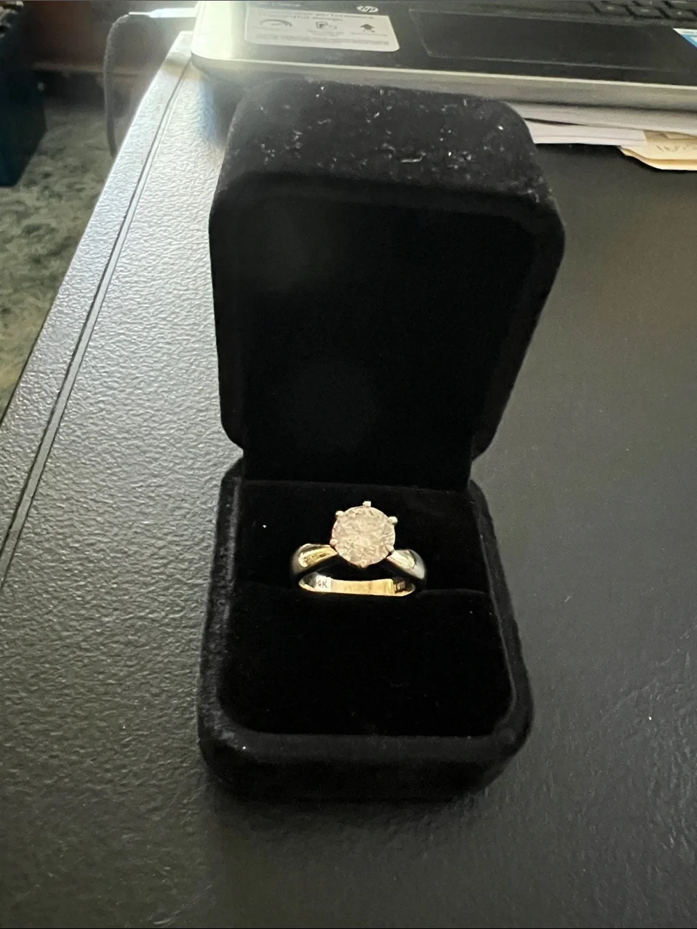14K Gold Diamond Engagement Ring . White Diamond, Gold